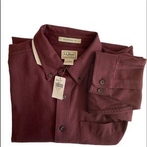 Men’s L.L Bean Button Down Shirt  Deep Port Traditional Fit L-REG
